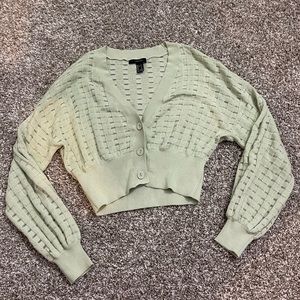 *SOLD* Forever 21 Button Down Ribbed Long Sleeved Loose Fit Sweater Green Size S